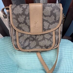 Yves Saint Laurent YSL Tan and Gray Crossbody Bag